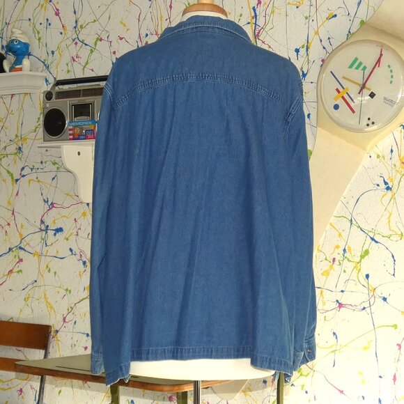 3 for $50💚Liz&Me Denim Snap Up Long Sleeve Top - Picture 6 of 7